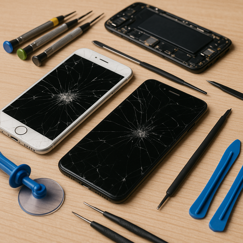 Technician repairing a mobile phone